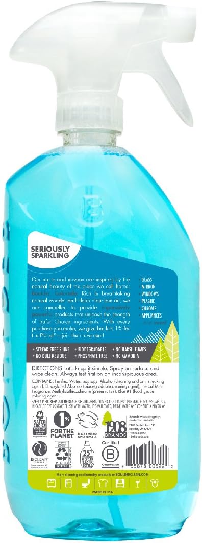 Boulder Clean Glass + Surface Cleaner, Herbal Peppermint, 28 oz Bottle