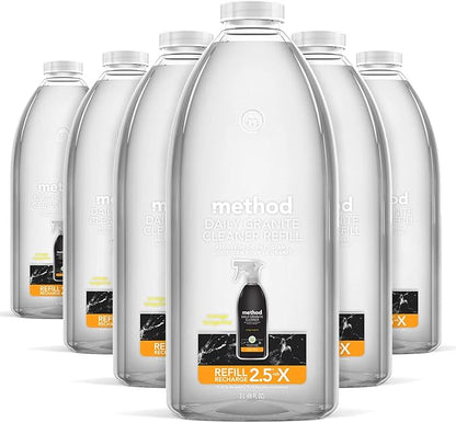 Method Daily Granite Cleaner Refill, Orange Tangerine, Plant-Based Cleaning Agent for Granite, Marble, and Other Sealed Stone, 68 Fl Oz, (Pack of 6)