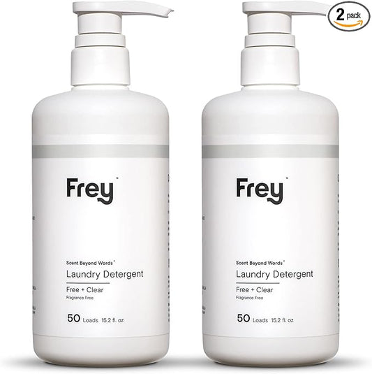 FREY Concentrated Liquid Laundry Detergent – 50 Loads |Ultra Concentrated, Natural, Eco-Friendly Formula | Unscented | Gentle on Clothes | 2-Pack
