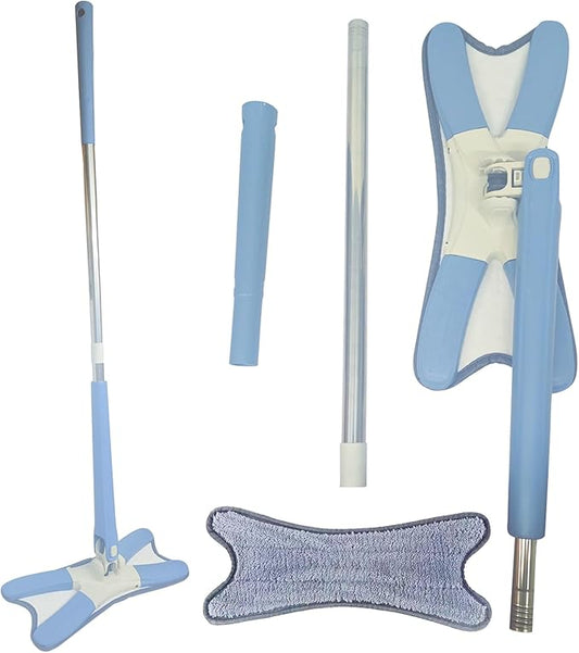 Household Dust Mop Washable Dust Mops for Floors Convenient Wet Mopping Innovative Dust Mops for Hardwood Floors Microfiber Wet Mop Pads Wet Dry Dual-Use Mop (Blue)