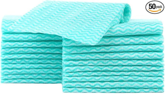 JEBBLAS Reusable Handi Wipes Disposable Cleaning Cloths Dish Towels and Dish Cloths Reusable Towels,Handy Cleaning Wipes, 50 Count/Pack, Green
