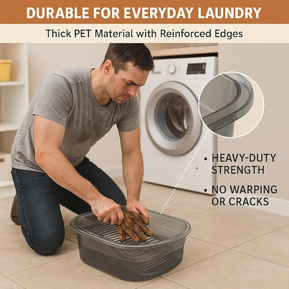 16 Inches outdoor sink lavadero para lavar ropa a mano Large PET washboard for hand washing clothes Laundry Laundry Washboard Can Wash Lace Fragile Clothes Trousers Towels Socks (Transparent Gray)