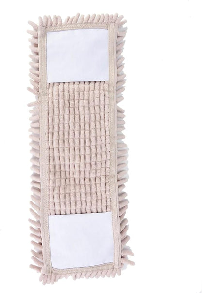 Reusable Dry Sweeping Cloths, Chenille Reusable Mop Pads Floor Mop Pads Refills Flat Mop Pads Flat Replacements Heads for Floor Cleaning(Cream-Coloured)