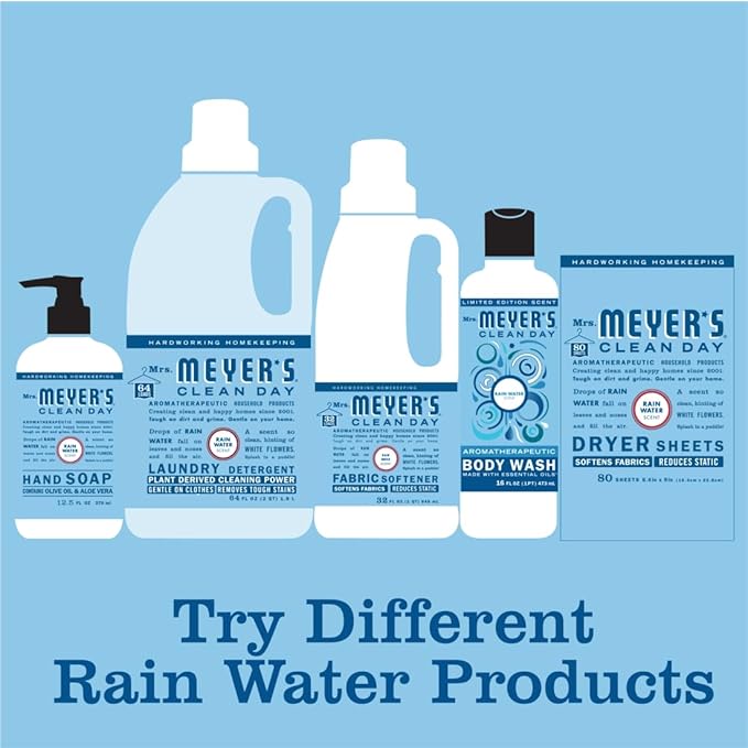 MRS. MEYER'S CLEAN DAY Liquid Dish Soap, Biodegradable Formula, Rain Water, 16 fl. oz - Pack of 3
