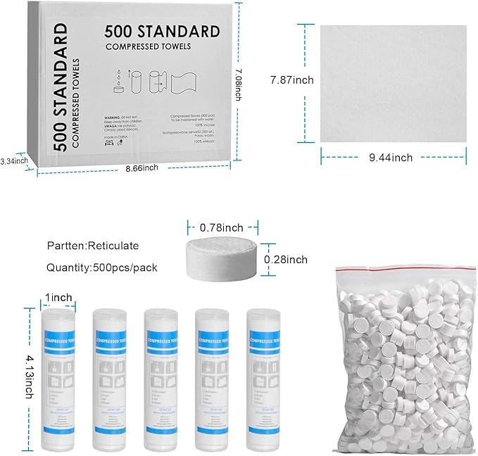 500 Pieces Disposable Compressed Towels, Compact Travel Coin Tissue Soft Compress Tissues Pills for Outdoors Travel Camping and Beauty Salon