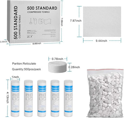 500 Pieces Disposable Compressed Towels, Compact Travel Coin Tissue Soft Compress Tissues Pills for Outdoors Travel Camping and Beauty Salon