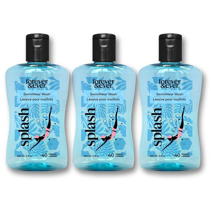 Splash All Natural Laundry Detergent Liquid, Delicate Laundry Detergent with No Residue, Chlorine Remover for Swimsuits, High Efficiency (HE) Compatible, Gentle Chlorine Neutralizer, 280ml, Pack of 3