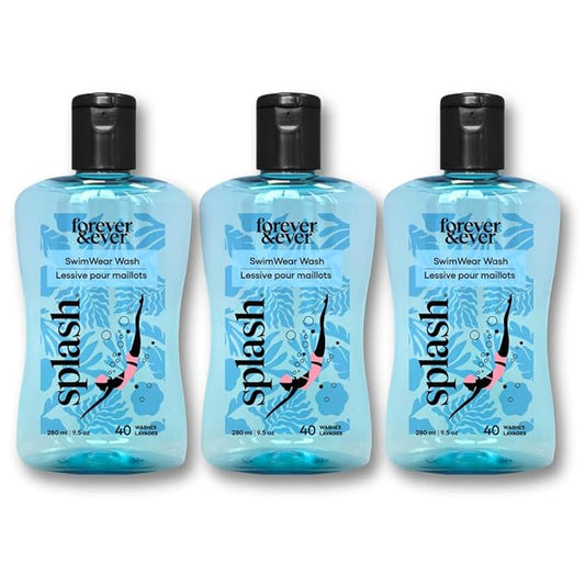Splash All Natural Laundry Detergent Liquid, Delicate Laundry Detergent with No Residue, Chlorine Remover for Swimsuits, High Efficiency (HE) Compatible, Gentle Chlorine Neutralizer, 280ml, Pack of 3