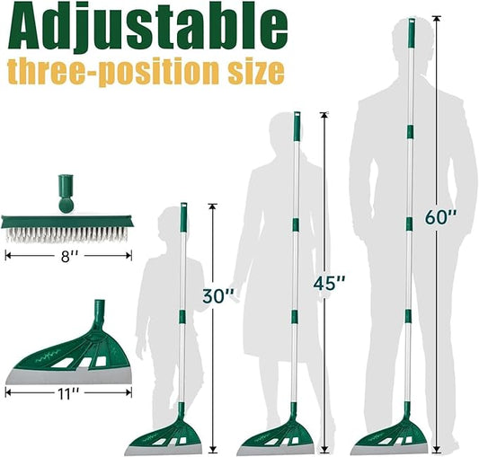 Magic Broom - Multifunction Silicone Sweeper, Household Window Squeegee, Pet Hair Remover for Indoor Cleaning, Bathroom, Dog Broom Brush Set (Green)