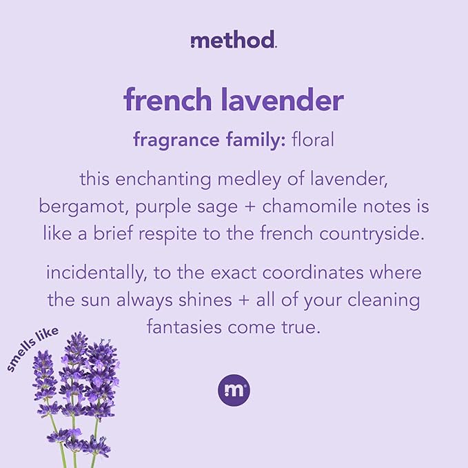 Method All-Purpose Cleaning Wipes, French Lavender, Multi-Surface, Compostable, 70 Count (Pack of 6)