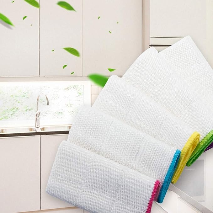 Bamboo Dish Cloths Towels Kitchen Cloths for Cleaning Dishcloths for Kitchen Washable Absorbent Machine Washable 12" x 12" 10PCS (30x30 cm, Solid Color) (White)