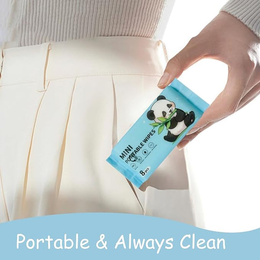 Mini Wipes Travel Size Wet Wipe 8 Pack Total 64 for woman(8 Count (Pack of 8))