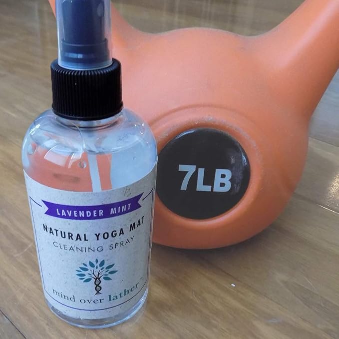 100% Natural Yoga Mat Cleaning Spray 8oz | Works with All Mats | Cleans and Restores Using Essential Oils Naturally | Calming Lavender Mint