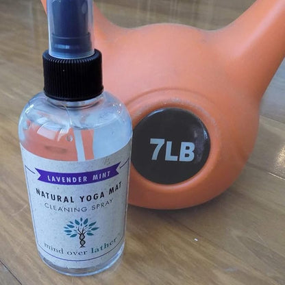 100% Natural Yoga Mat Cleaning Spray 8oz | Works with All Mats | Cleans and Restores Using Essential Oils Naturally | Calming Lavender Mint