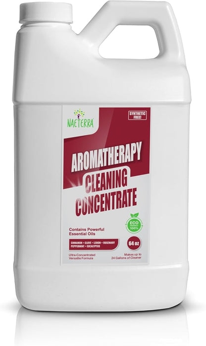 Naeterra Aromatherapy Cleaning Concentrate 64 oz makes 24 Gallons of Natural, Eco-Friendly Multi-Surface Cleaner loaded with Essential Oils – Non-Toxic, Synthetic Free Powerful & Refreshing Clean
