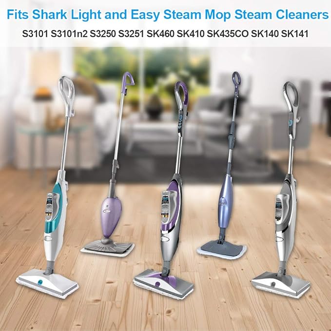 Fushing 7Pcs Steam Mop Pads, Washable Microfiber Cleaning Steamer Replacement Pads for Shark Steam & Spray Mop S3101 S3251 SK460 SK410 S3101n2 S3250 SK435CO SK140 SK141,White