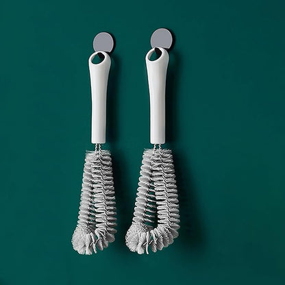 Coffeemaker Brush for Chemex with White Handle, Gray Nylon Bristles