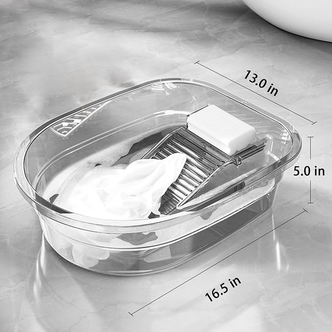 16 Inches outdoor sink lavadero para lavar ropa a mano Large PET washboard for hand washing clothes Laundry Laundry Washboard Can Wash Lace Fragile Clothes Trousers Towels Socks (Transparent Gray)