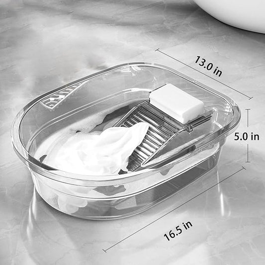 16 Inches outdoor sink lavadero para lavar ropa a mano Large PET washboard for hand washing clothes Laundry Laundry Washboard Can Wash Lace Fragile Clothes Trousers Towels Socks (Transparent Gray)