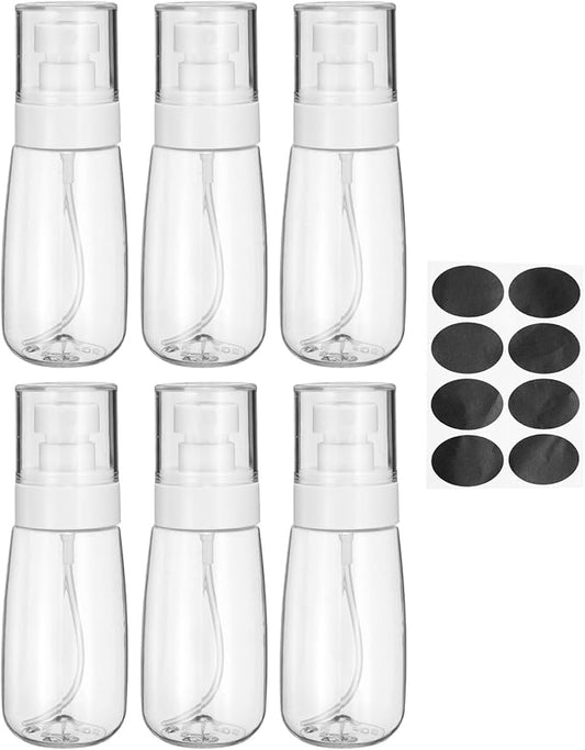uxcell 6Pcs Small Spray Bottles, 100ml/3.4 oz Travel Size Spray Bottle Fine Mist Empty Refillable Travel Containers with Labels for Perfume Cosmetic Essential Oil (Clear)