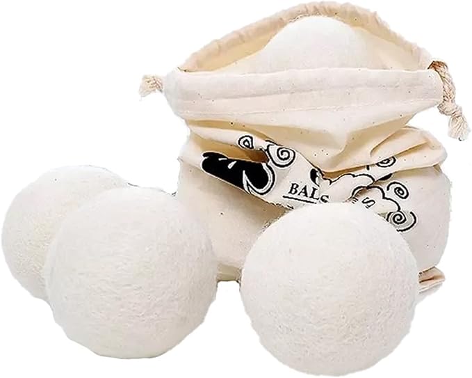 6pcs Wool Dryer Balls, Reusable Wool Laundry Balls Natural Fabric Softener Pet Hair Remover for Laundry for Speeding Up Dry Time