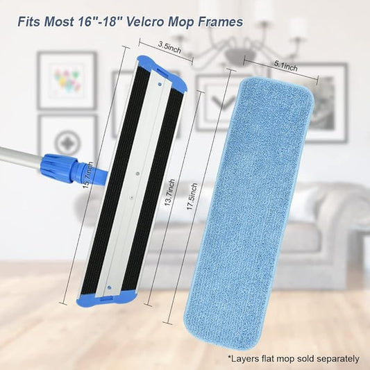 Layers 6 Pack 18inch Microfiber Replacement Mop Pads- Reusable Mop Refills fit for Most 16"-18" Spray Velcro Mop, Washable Mop Pads for Floor Cleaning