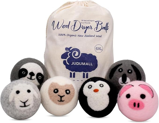 Wool Dryer Balls XL 6Pack Eco Dryer Balls-Dryer Balls Laundry Reusable-Softens Laundry Naturally Reduces Drying Time & Static No More Dryer Sheets with Storage Bag