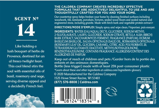 Caldrea Multi-surface CounterTop Spray Cleaner, Made With Vegetable Protein Extract, Basil Blue Sage, 16 Fl Oz