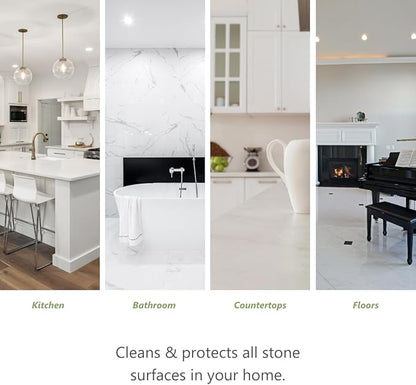 MORE Stone & Quartz Cleaner + Protector - Granite, Quartz & Marble Cleaner - For Kitchen & Bathroom Countertops - Water-Based Surface Spray Refill - Lavender-Verbena Essential Oil - Gallon (128oz)