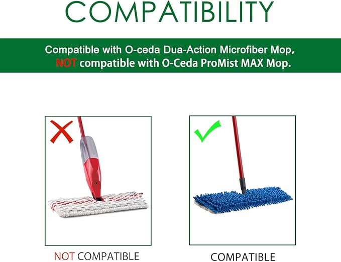 Diteje 4 Pack Replacement Mop Pads Washable Refill Heads Compatible with O-ceda Dua-Action Microfiber,Reusable Double Sided All Surface Cleaning for Dry Wet Use