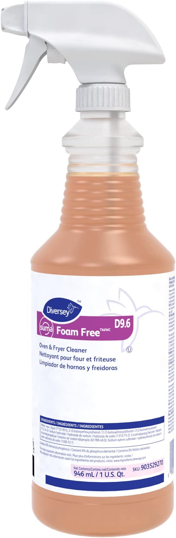 Diversey Suma 903529270 Foam Free Liquid Oven Cleaner and Degreaser D9.6, 12 x 32 oz./946 mL Spray Bottles (Pack of 12)