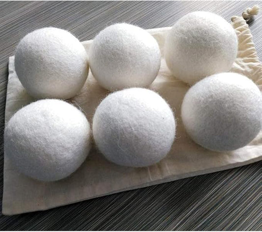 6-Pack Natural Organic Wool Dryer Balls - Reusable Premium Natural Fabric Softener for Replaces Dryer Sheets. Saves Drying Time and Cut Energy Costs. EJ-2037