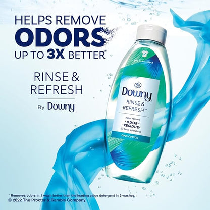 Downy Rinse & Refresh Laundry Odor Remover And Fabric Softener, Cool Cotton, 48 Fl Oz, HE Compatible Laundry Sanitizer, Safe On All Fabrics, Downy Fabric Softener, Liquid Fabric Softener