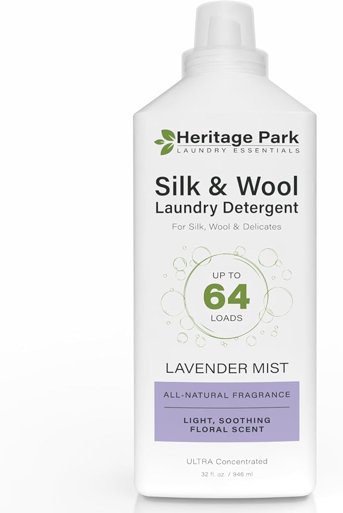 Heritage Park Silk & Wool All-Natural Lavender Mist Scent, pH-Neutral Laundry Detergent – Enzyme-Free, Concentrated Up to 64 loads (32 fl oz)