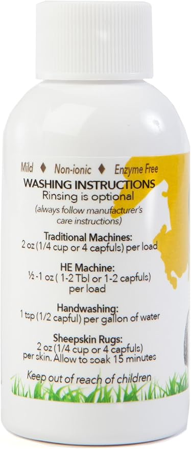 Outback Gold Wool Wash, 2 oz, Fragrance Free, Natural Plant Based Liquid Laundry Detergent, Perfect for Wool, Cashmere, Silk, Sheepskin, Baby Items, Mild, Neutral pH, Made in USA
