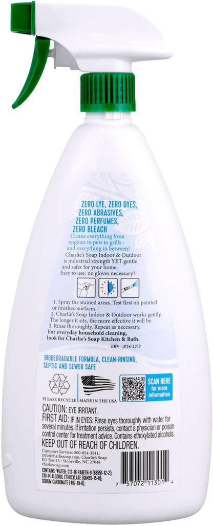 Charlie's Soap Indoor & Outdoor Surface Cleaner Refill Biodegradable Natural Outdoor Cleaning Spray – Safe for Indoor Use (32.00 Fl Oz (Pack of 2))