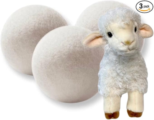 Reusable, Handmade, Natural Fabric Softner,100% Marino Wool Dryer Balls Set of 3