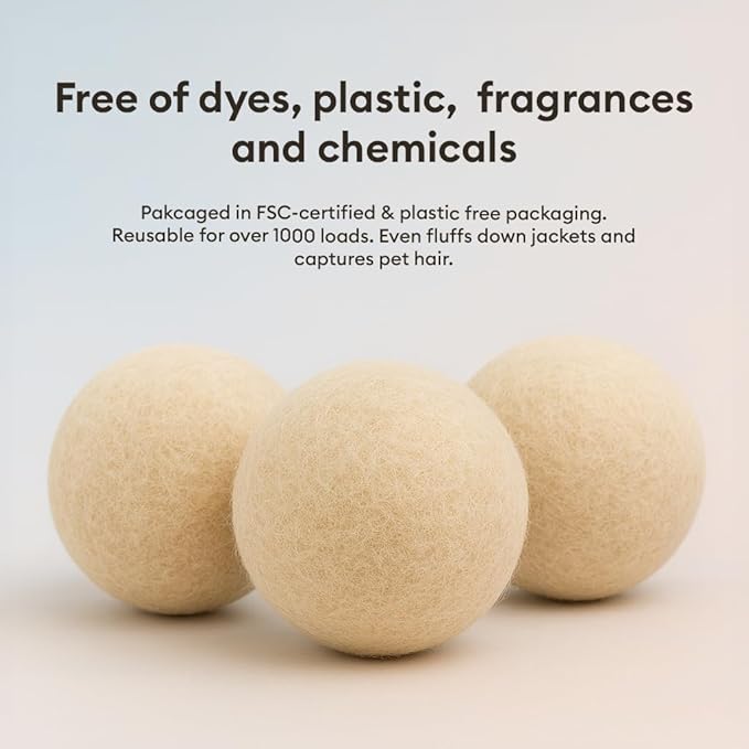 | Natural Hemp Dryer Balls | 5X More Absorbent Than Wool | Cruelty-Free, Hypoallergenic & Eco-Friendly | Reduces Clothing Wrinkles and Saves Drying Time | Pack of 3 |