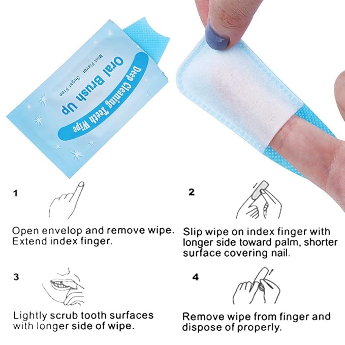 Mint-Flavored Oral Finger Wipes Teeth whitening Wipes Oral Cleaning Wipe (50 Pcs)