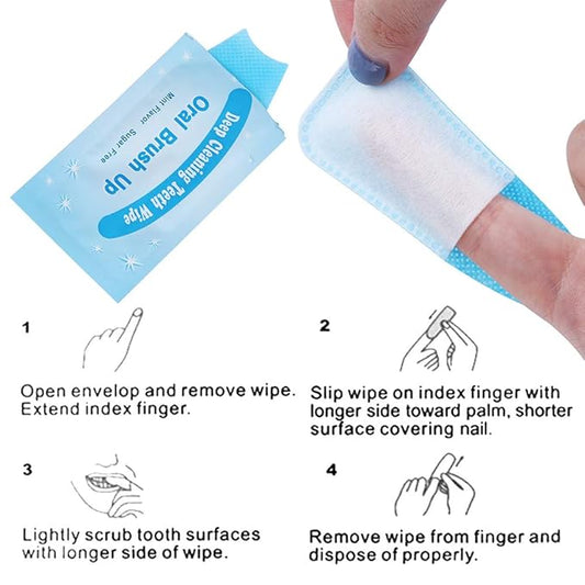 Mint-Flavored Oral Finger Wipes Teeth whitening Wipes Oral Cleaning Wipe (50 Pcs)