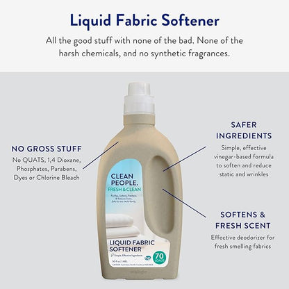 The Clean People Liquid Fabric Softener - Softens & Removes Static Cling - Vegan (50 Fl Oz, Fresh & Clean)