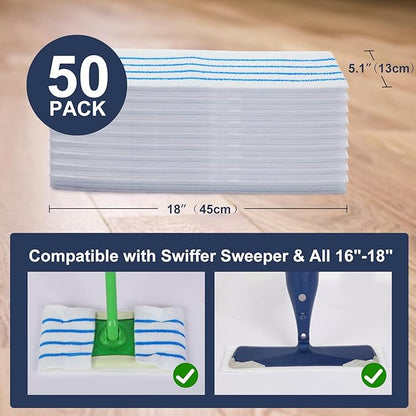 Microfiber Semi-Disposable Mop Pad Cloth Compatible with All 16-18'',Wet Dry Mop Refill Pads