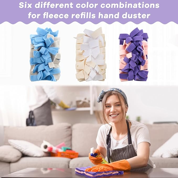 Zubebe 3 Pcs Heavy Duty Duster Refill Reusable Fleece Duster Refills Multi Surface Washable Cleaning Pads for Home, Blinds, Fans, Corners, Furniture (Classic Color)