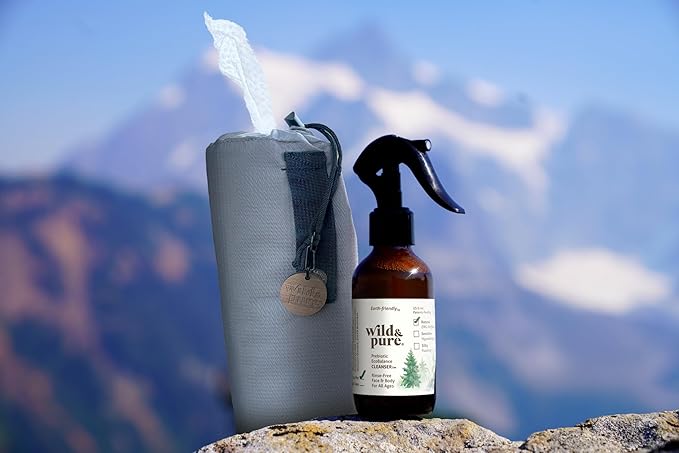 100% Cotton Dry Wipes with Dispenser Bag & 4 Refills | Wild & Pure | Unbleached | Compostable | Reusable or Disposable | Made in USA | Soft & Absorbent (5 Rolls with 30 sheets each)