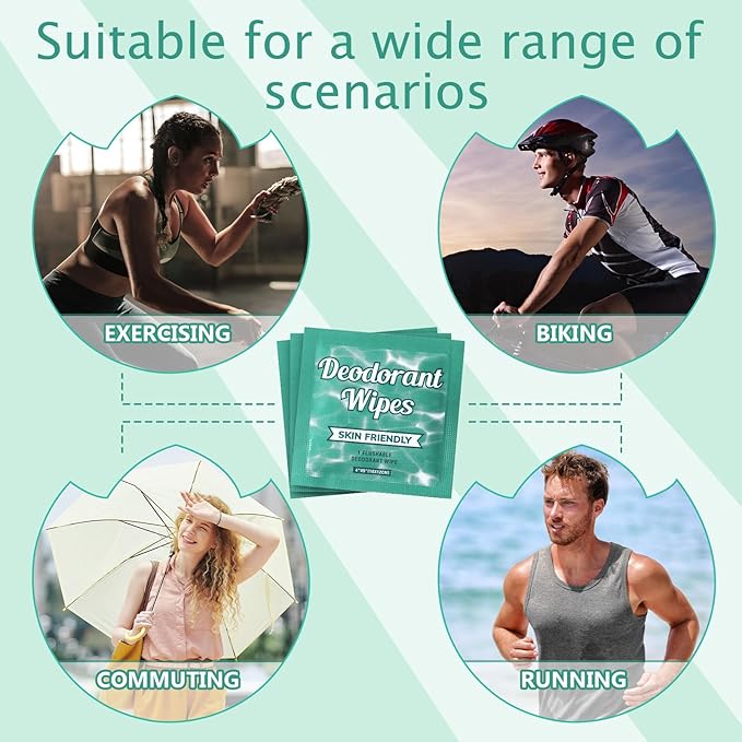 Timgle 100 Pcs Travel Deodorant Wipes Individually Wrapped Armpit Antiperspirant Deodorant Sweat Body Wipes for Women Men Teens Sports Travel Cleanse Skin and Underarm Excessive Sweating (Jasmine)