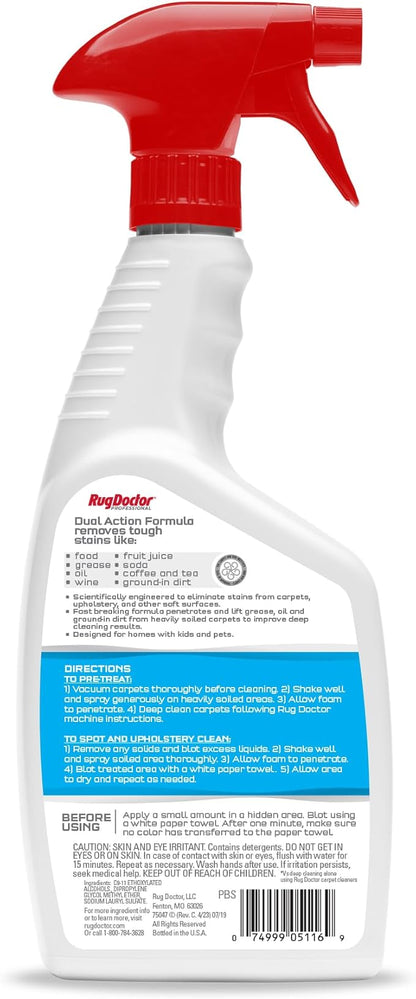 Rug Doctor Spot + Pretreat Dual Action Cleaner, 24 oz, Scientifically Formulated, Removes Tough Stains & Loosens Embedded Dirt, For Use On Soft Surfaces