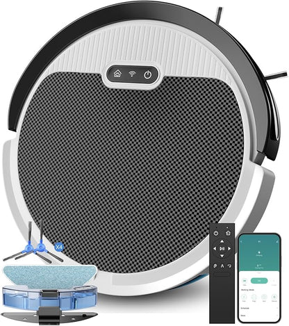 V3 2 in 1 Robot Vacuum and Mop Combo，5000Pa Suction, Works with 2.4G WiFi/Alexa/App/Remote Control, Schedule Cleaning, Automatic Self-Charging, Ideal for Pet Hair, Hard Floor and Carpet