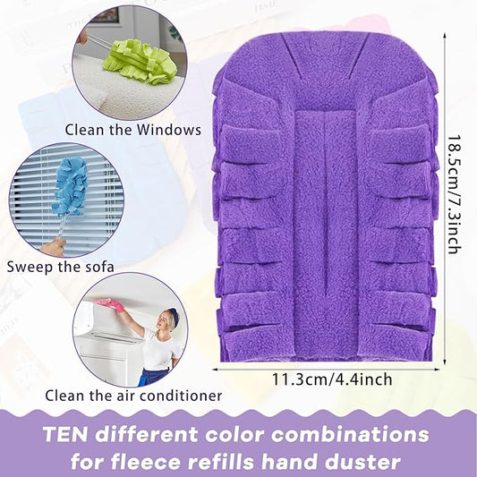 Zubebe 20 Pcs Heavy Duty Duster Refill Reusable Fleece Duster Refills Multi Surface Washable Cleaning Pads for Home, Blinds, Fans, Corners, Furniture (Vivid Color)