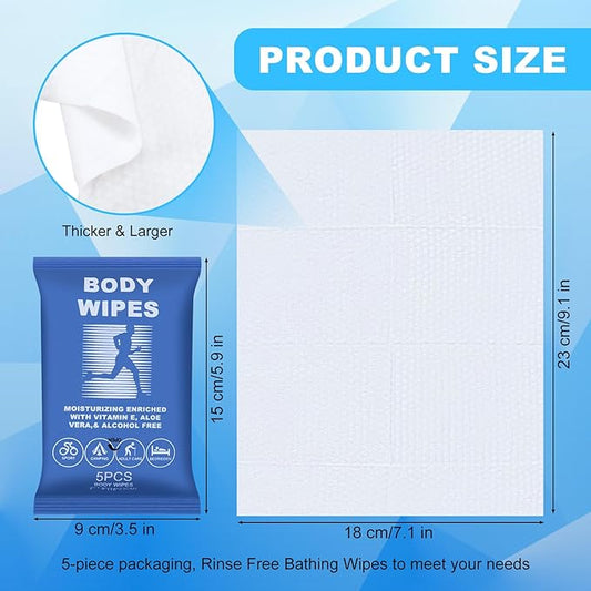 Body Wipes for Women and Men Individually Wrapped Face and Body Wipes, Bath Wipes for Adults No Rinse Personal Cleansing Wipes Travel, Bulk Deodorant for Homeless Shower Wipes (5Wipes/Pack,40Pack)