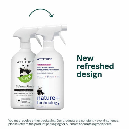 ATTITUDE All Purpose Cleaner, EWG Verified Multi-Surface Products, Vegan, Naturally Derived Multipurpose Cleaning Spray, Unscented, 27.1 Fl Oz (Pack of 6)